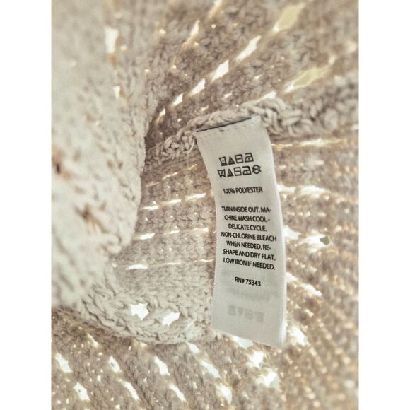 Joie Cropped Crochet Knit Polo Sweater Ivory V-Neck Open Weave Long Sleeve L - Picture 6 of 7